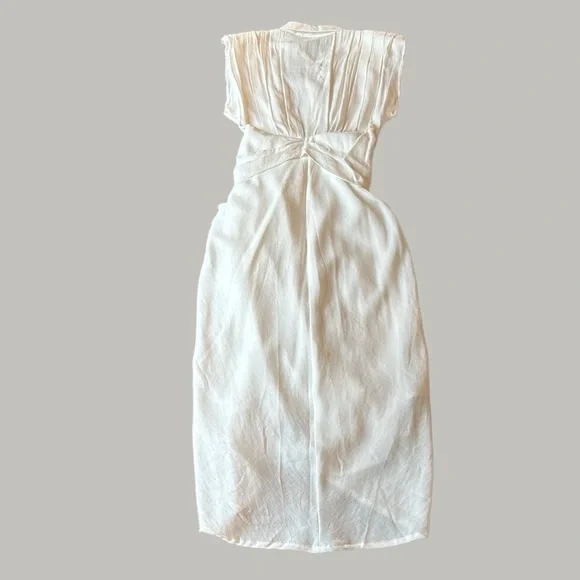 Do+Be Be White Button Front Tie Mini Dress Sleeveless Sz M Collared Flat Pleats - Picture 4 of 16